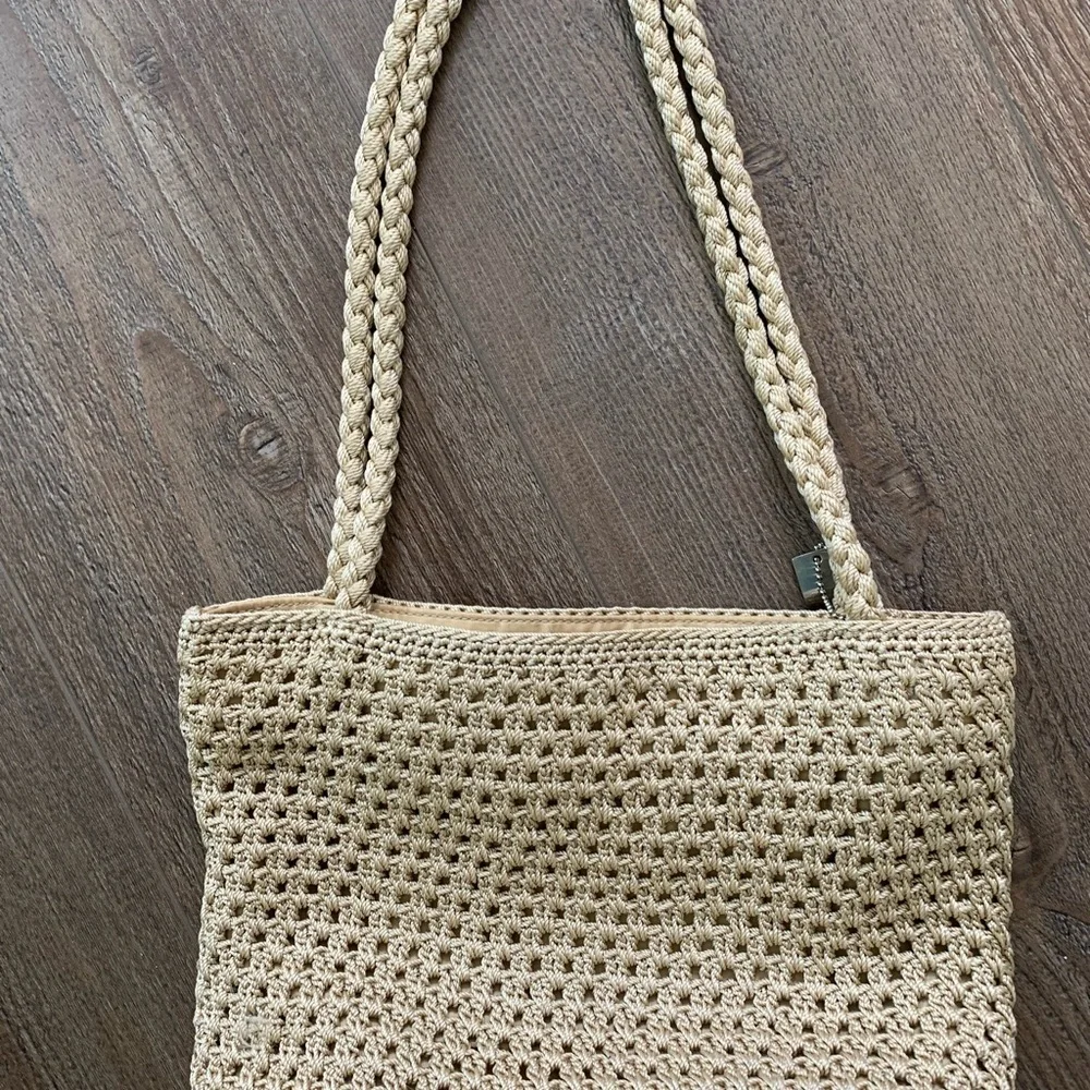 Lina Elegant Tan Crochet Tote Bag
